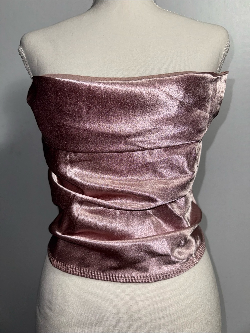Satin Strapless Top in Dusty Rose | Size S